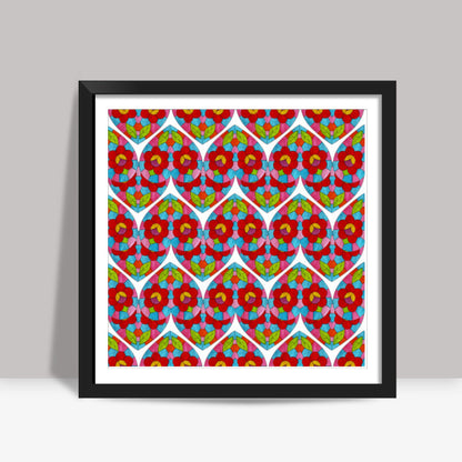 Colorful Mosaic Floral Glass Pattern Background Square Art Prints
