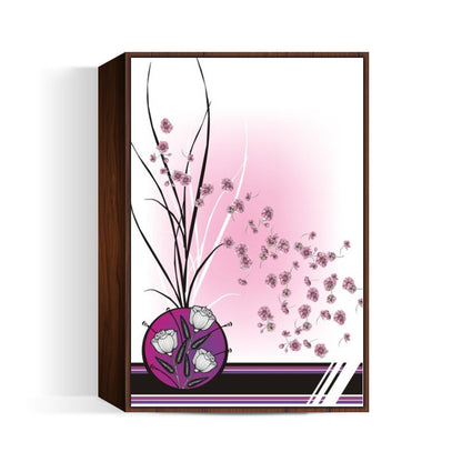Abstract- Modern Art Flowers Pink Purple Black Doodle Style Wall Art