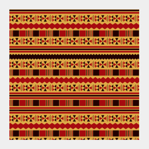 Yellow With Red Aztec Square Art Prints PosterGully Specials