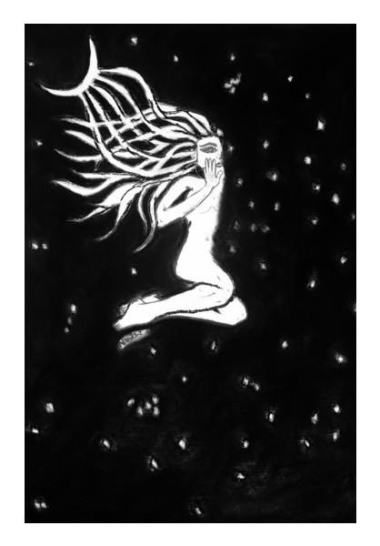 PosterGully Specials, Girl | Surreal Art | Charcoal art Wall Art