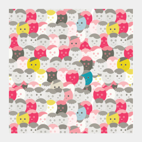 Colorful Smiley Faces Seamless Pattern Square Art Prints PosterGully Specials