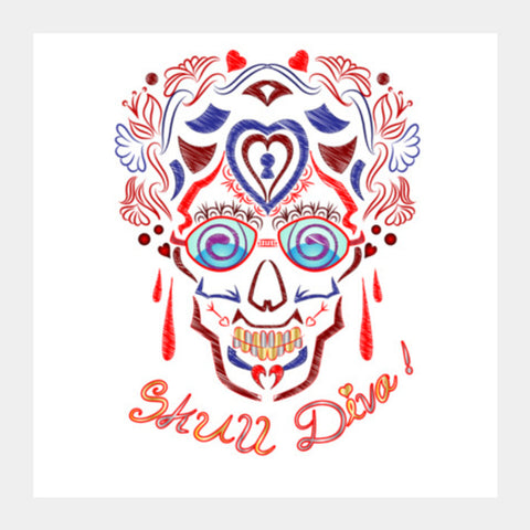 Skull Diva Square Art Prints