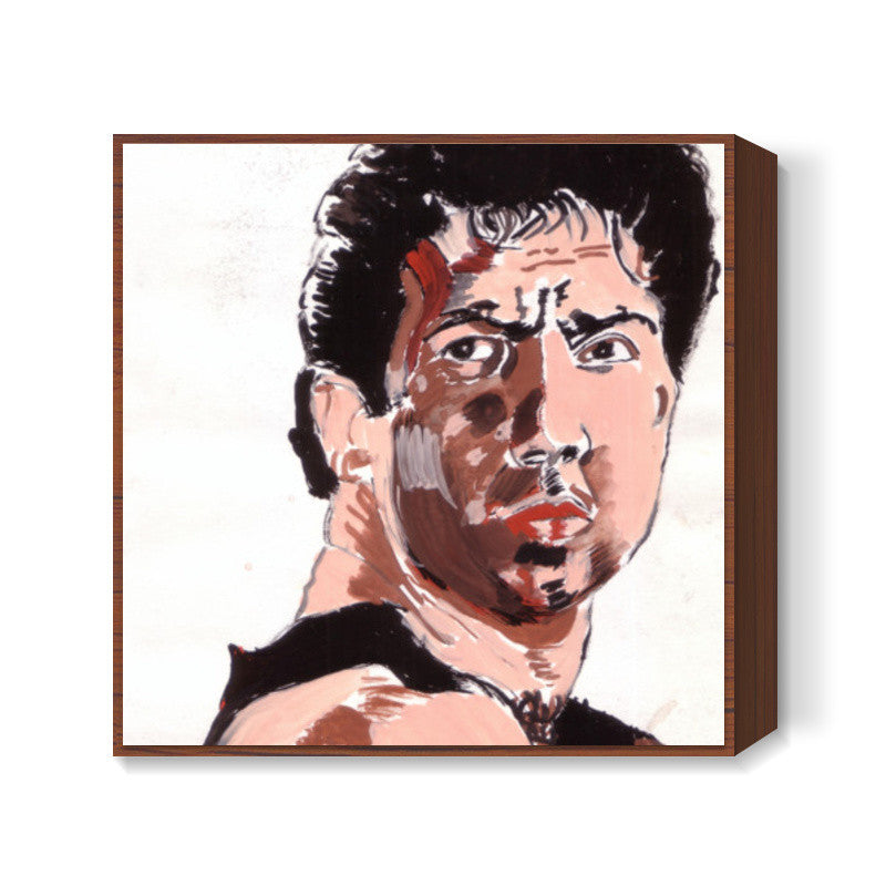 Bollywood superstar Sunny Deol proves that a wounded man is a dangerous man Square Art Prints