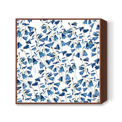 Blue Floral Background Wallpaper Square Art Prints