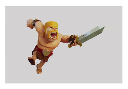 clash of clans polygon art poster barbarin Wall Art