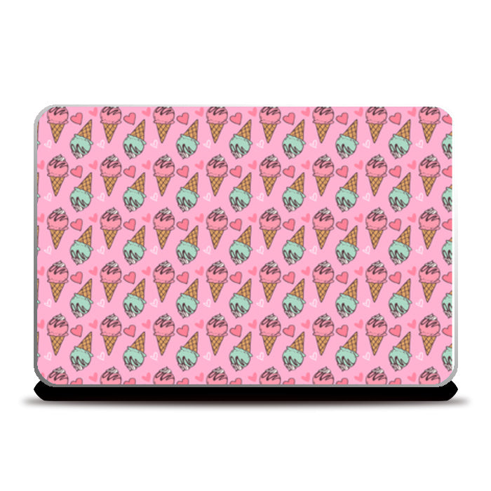 ice cream pattern pink Laptop Skins