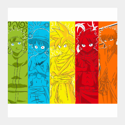 Square Art Prints, Naruto Luffy Goku Natsu Ichigo | Md. Hafiz Shaikh, - PosterGully