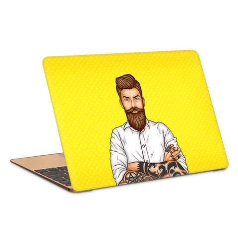 Bearded Macho Man With Tatoo Laptop Skin