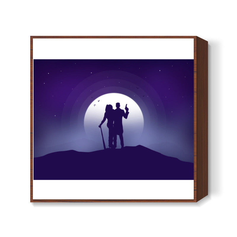 Joker & Harley Quinn Moon Night Square Art Prints