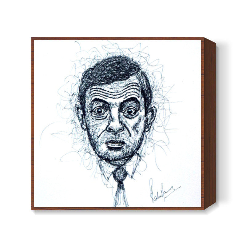 Mr Bean Scribbling Square Art Prints