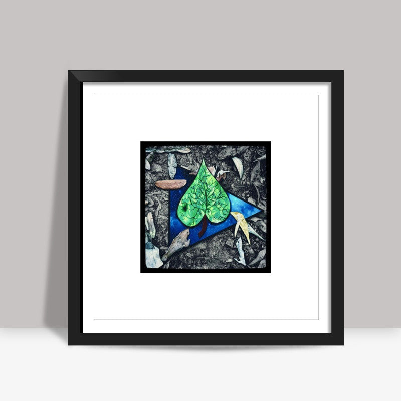 Emerald leaf space  Square Art Prints