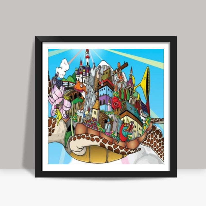 Flying turtle  Square Art Prints