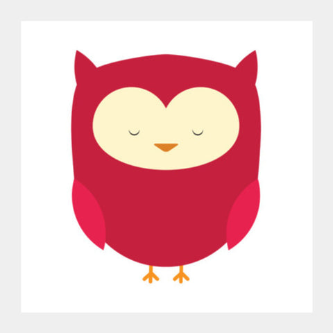 Cute Red Owl Square Art Prints PosterGully Specials