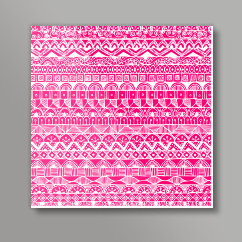 Zentangled Pink Square Art Prints