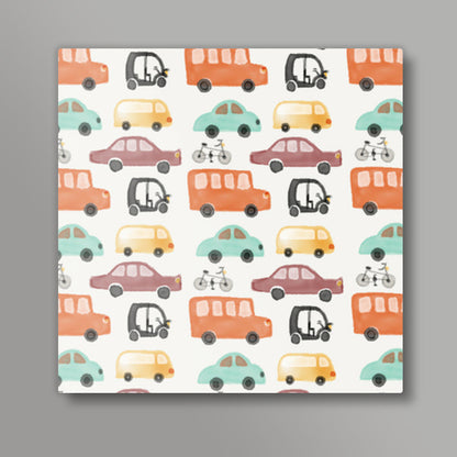 bus car van pattern Square Art Prints