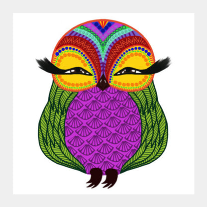 Baby Zoe the adorable baby owl Square Art Prints