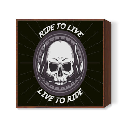 Skull - Bike Rider Square Art Prints