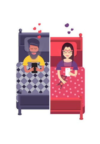 PosterGully Specials, Texting Lovers White Wall Art