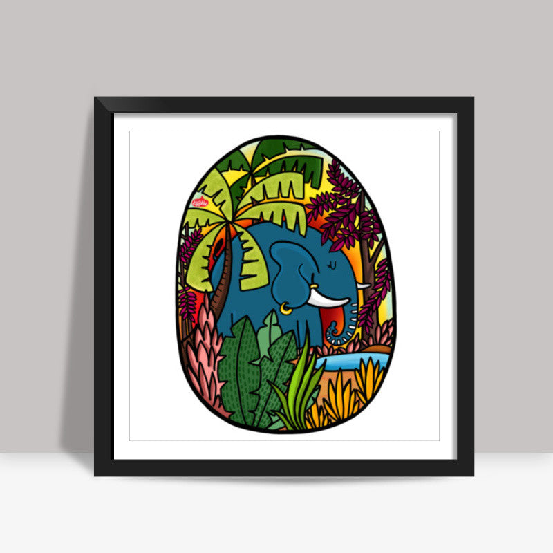 The Morning Elephant Square Art Prints