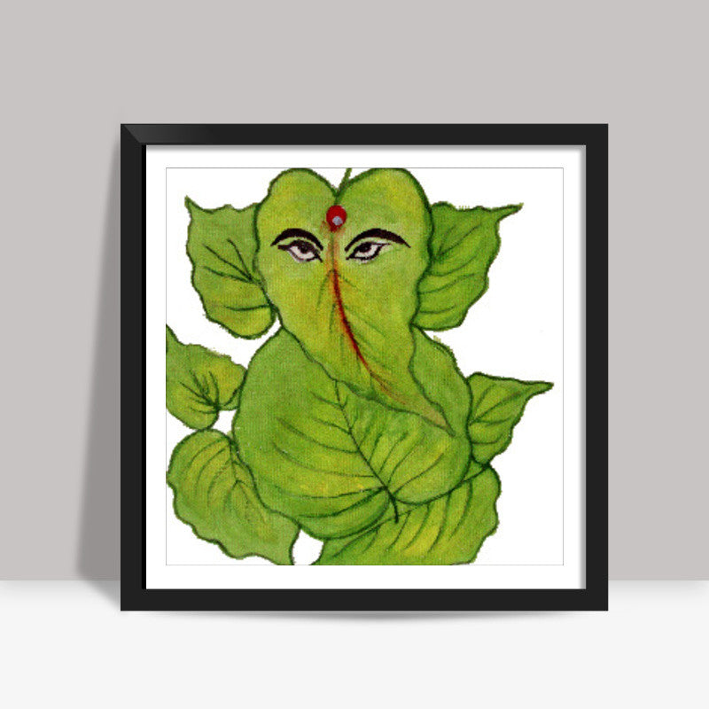 Leaf Ganesha Square Art Print