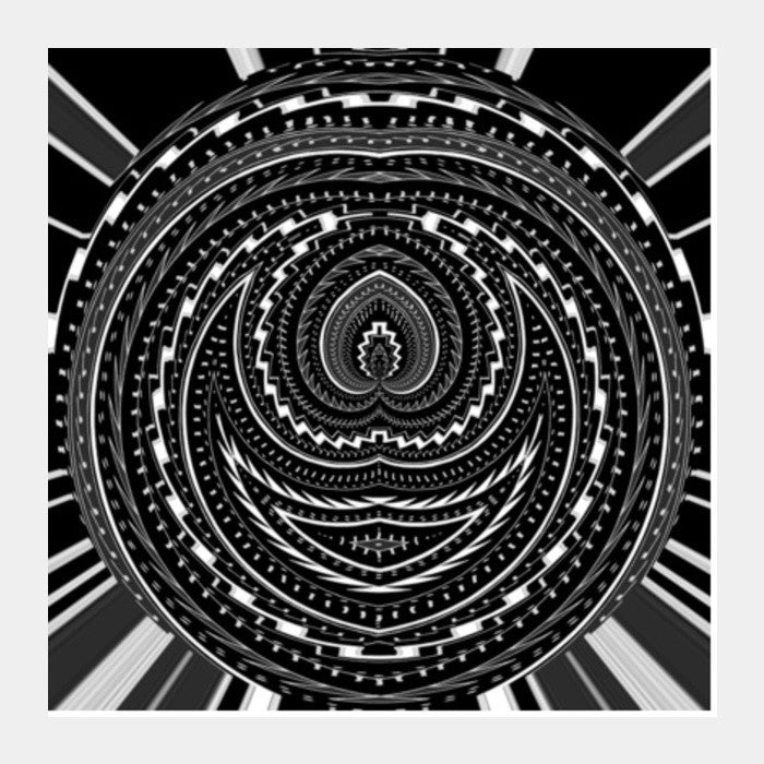 Black And White Abstract Digital Psychedelic Modern Art Square Art Prints