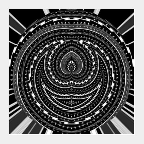 Black And White Abstract Digital Psychedelic Modern Art Square Art Prints PosterGully Specials