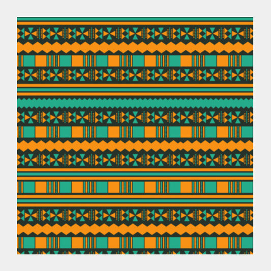 Green And Yellow Aztec Tribal Square Art Prints PosterGully Specials