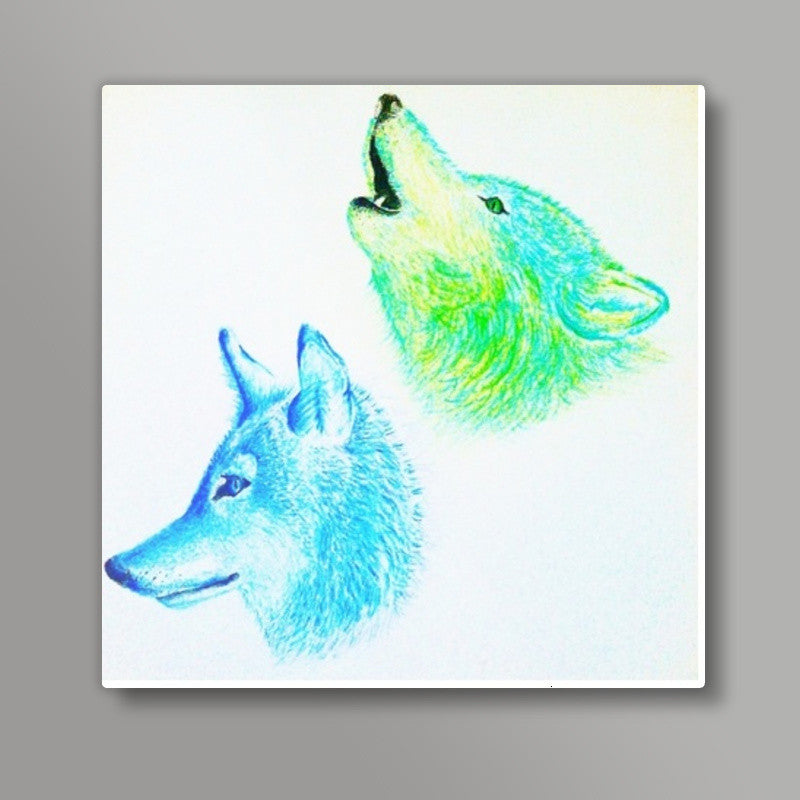 Winter Wolves Square Art Prints