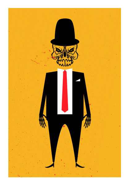 Skull Man With Red Tie Art PosterGully Specials