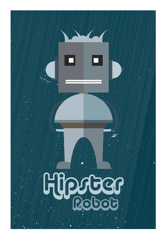 Hipster Robot With Abstract Gray Background Art PosterGully Specials
