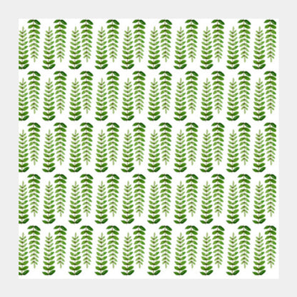 Square Art Prints, Green Hand Painted Watercolor Leaf Pattern Nature Square Art Prints
