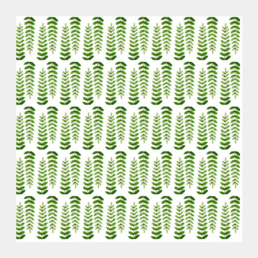 Square Art Prints, Green Hand Painted Watercolor Leaf Pattern Nature Square Art Prints