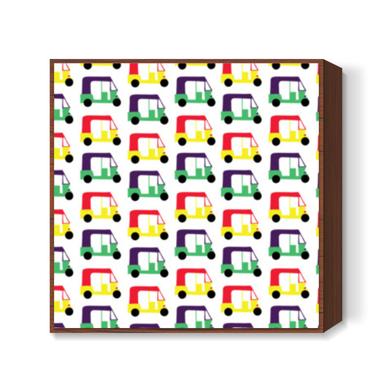 Auto Rickshaw Pattern Square Art Prints