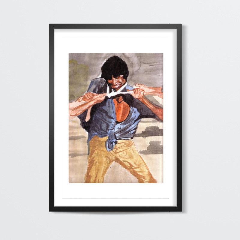 Angry young man Amitabh Bachchan in action Wall Art