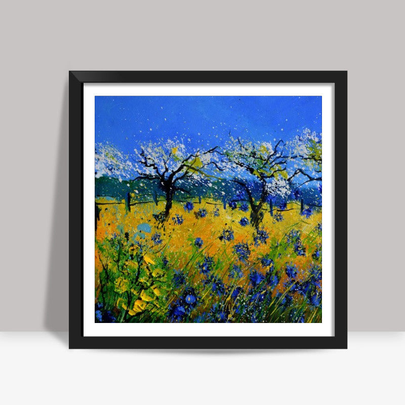 Spring and bue cornflowers Square Art Prints