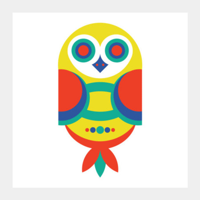 Multicolor Geometric Owl Square Art Prints PosterGully Specials