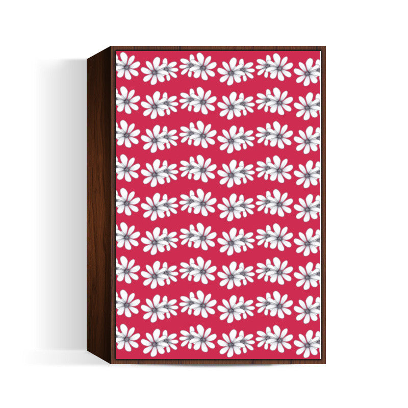 Vintage Retro White Daisies Floral Pattern Fashion Background Wall Art
