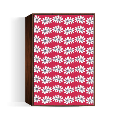 Vintage Retro White Daisies Floral Pattern Fashion Background Wall Art