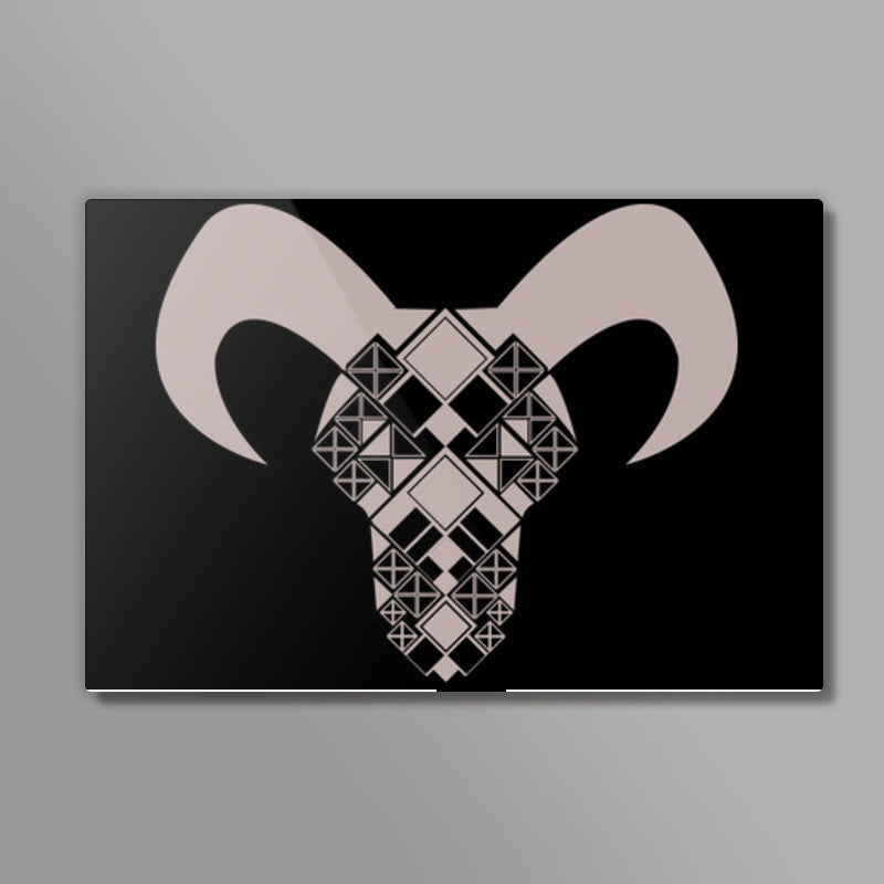 Capricorn symbol, Bull, Geometrical shapes, Black and white Wall Art Design Wall Art