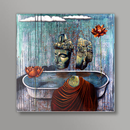 Bodhi Lotus and Tub Square Art Prints