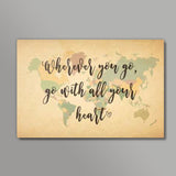 World Map With Text Quotes Metal Prints