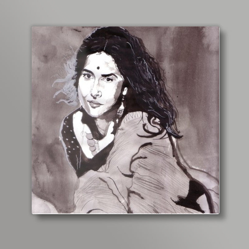 Bollywood star Vidya Balan brings a rare blend of grace and glamour Square Art Prints