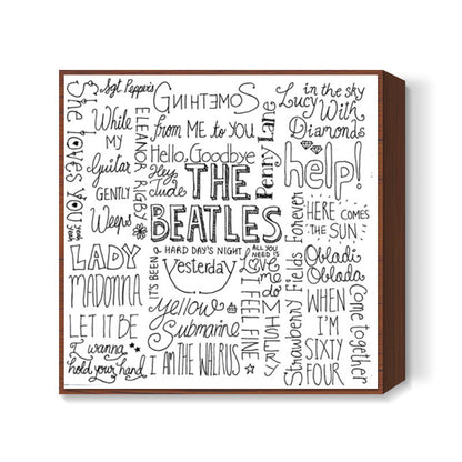 The Beatles text doodle Square Art Prints