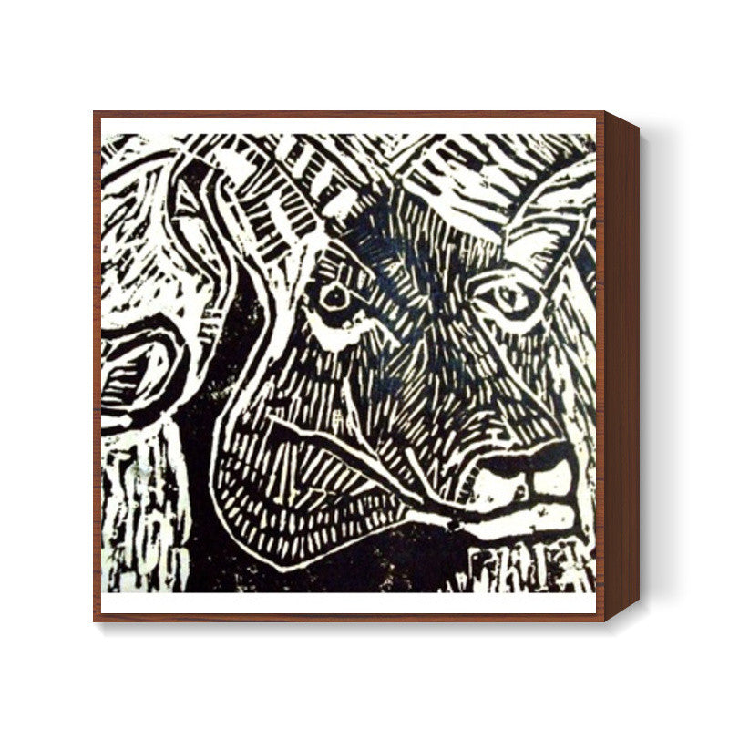 Lino Work- Ram Square Art Prints