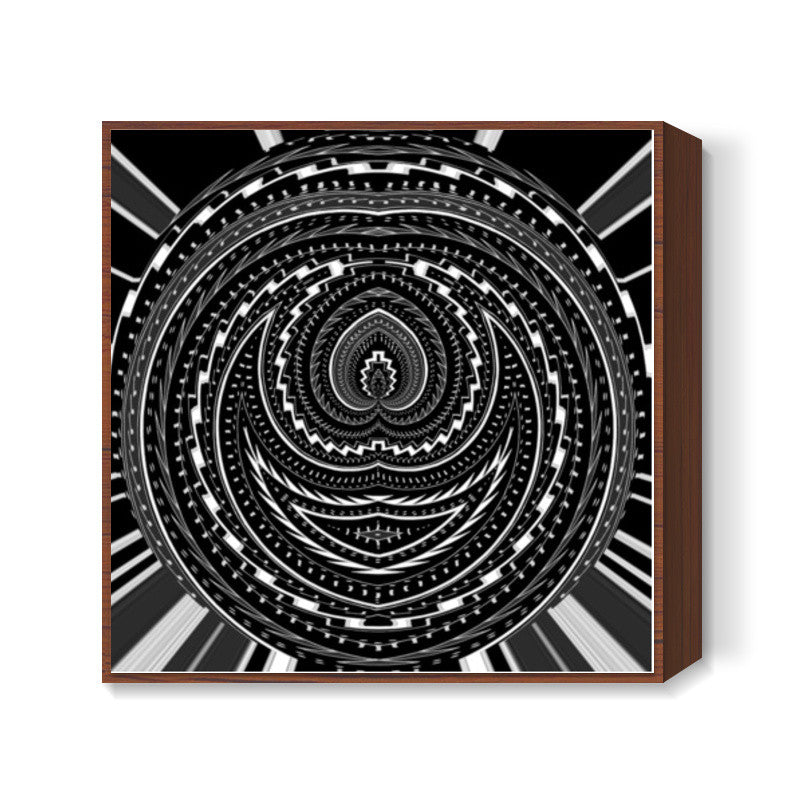 Black And White Abstract Digital Psychedelic Modern Art Square Art Prints