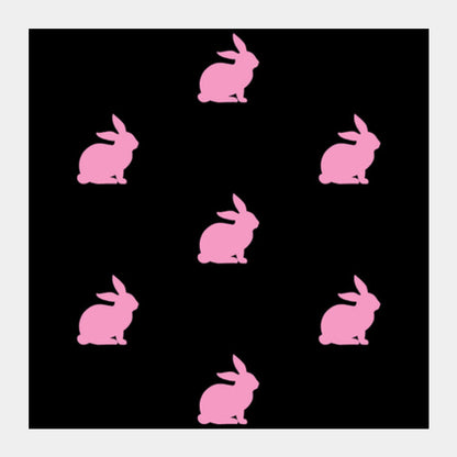 Bunnies Black Square Art Prints