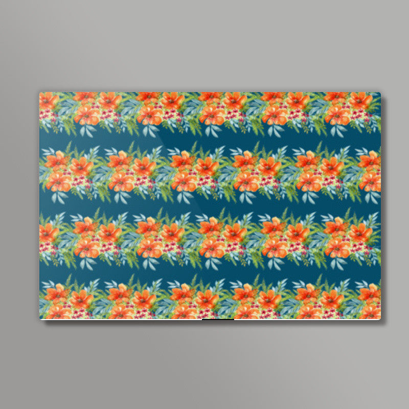 Floral Horizontal Border Watercolor Flowers Spring Pattern Background Wall Art