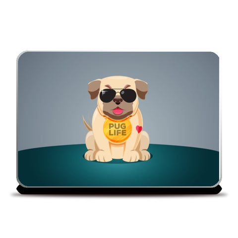 Flat pug with modern style Laptop Skins