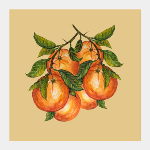Square Art Prints, Bunch Of Oranges Watercolor Fruit Painting Square Art Prints