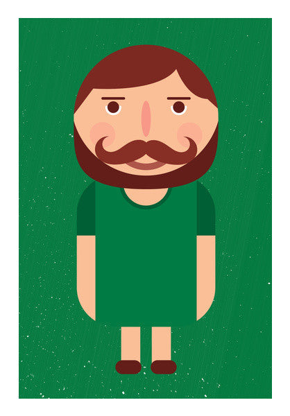 Cute Little Man With Beard And Moustache Art PosterGully Specials